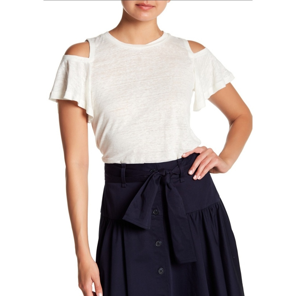 NWT Rebecca Taylor Linen Cold Shoulder Tee Size XS